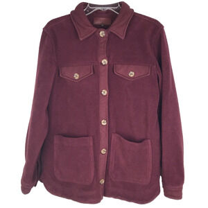 BLANKNYC Fleece Button Up Jacket Shirt Shacket Burgundy Pockets Women's Medium
